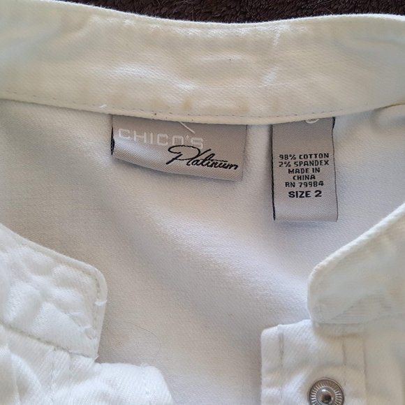 Chico's Platinum Jackets & Coats Vintage Chicos White Jean Jacket